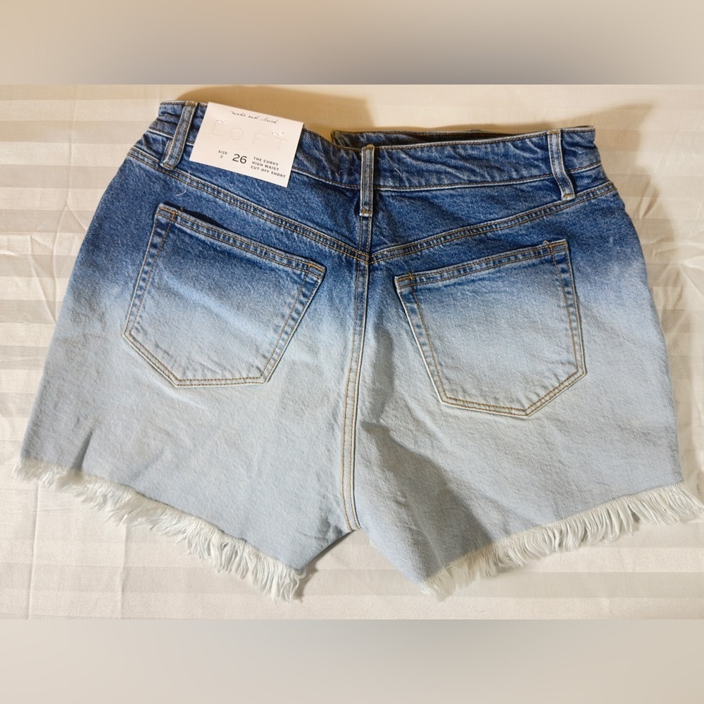 LOFT Blue and White Gradient Jean Shorts - Picture 2 of 14